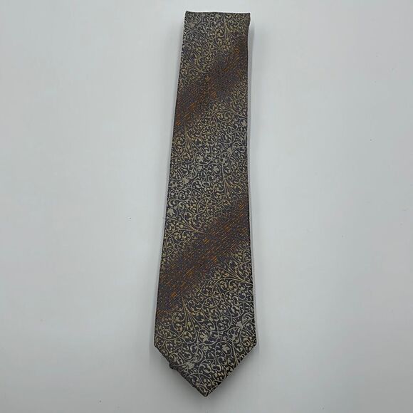 100% silk Brown and cream colored alfani necktie - Picture 1 of 5